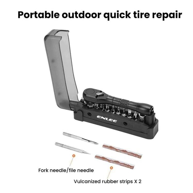 ENLEE EN59 19pcs Bike Ratchet Wrench Set Portable Multifunctional Bicycle Repair Tool Kit - Black