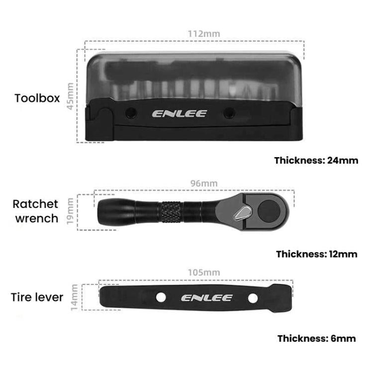 ENLEE EN59 19pcs Bike Ratchet Wrench Set Portable Multifunctional Bicycle Repair Tool Kit - Black