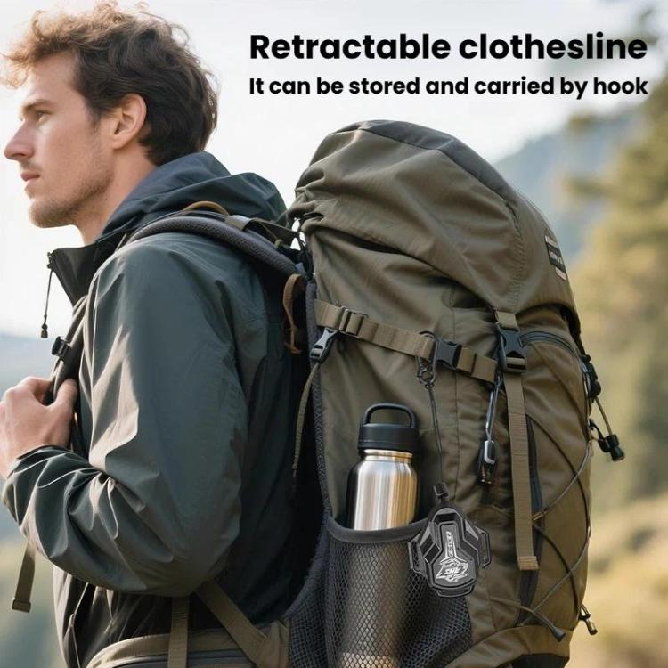 ENLEE YY-E1 9m Outdoor Portable Retractable Clothesline Multifunctional Camping Clothes Hanging Rope - Black