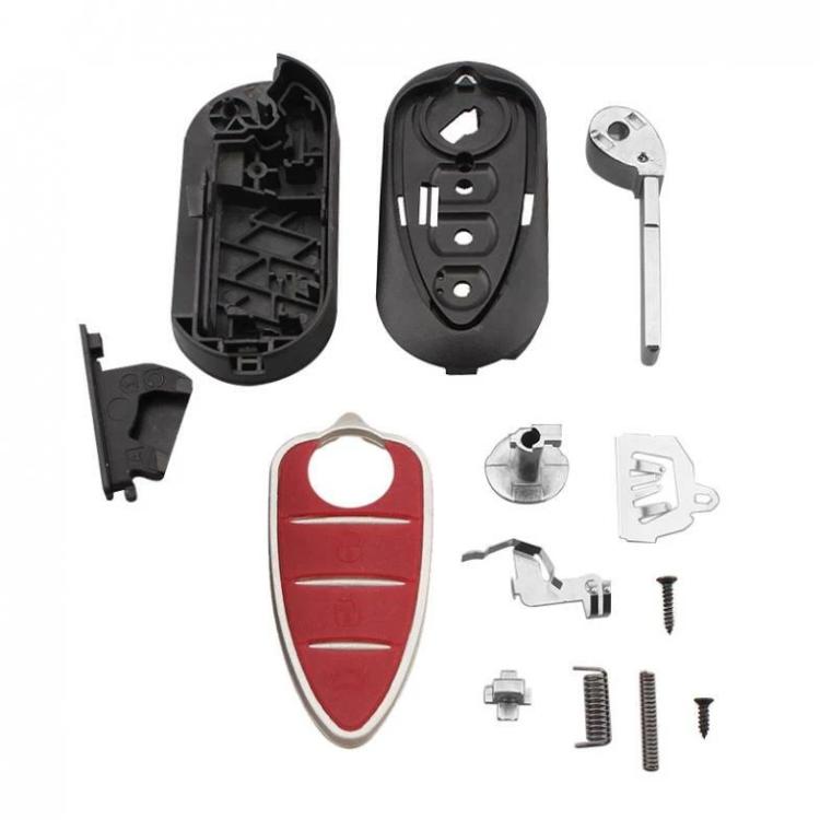 For Alfa Romeo 3-Button Folding Car Key Shell With SIP22 Blade - Red