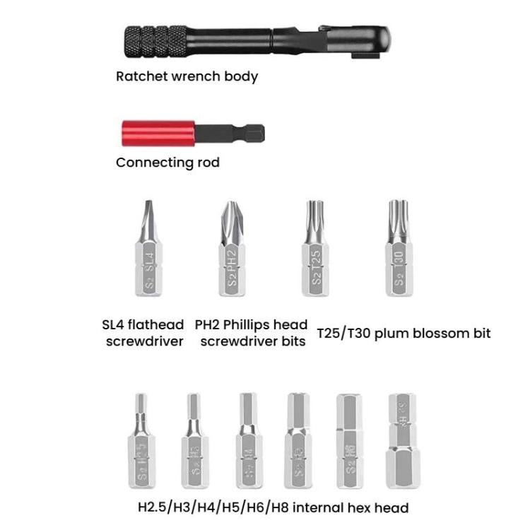 ENLEE EN56 12pcs Bike Ratchet Wrench Set Multifunctional Portable Bicycle Repair Tool Kit - Black