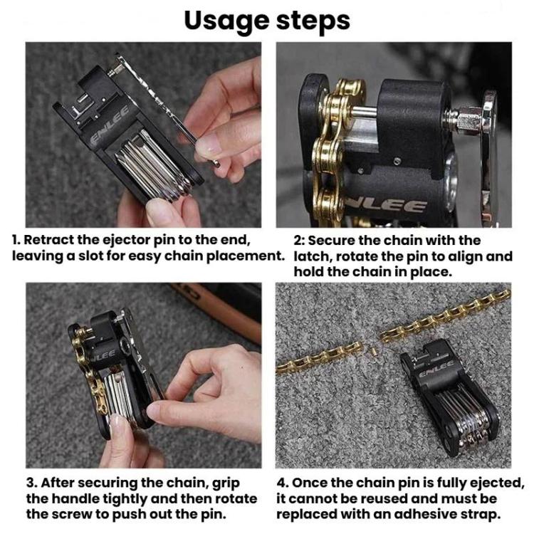 ENLEE EN93 18 In 1 Bike Multifunctional CO2 Inflator Head Hexagonal Repair Tool - Black