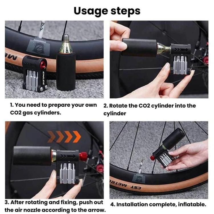 ENLEE EN55 Bicycle CO2 Inflator Head Portable Repair Tool - Black
