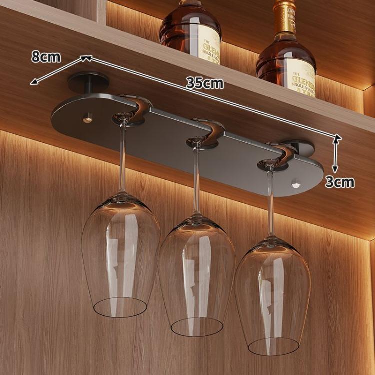1pc 3-cup Under Cabinet Wine Glass Holder Hanging Rack for Stemware & Champagne Glasses