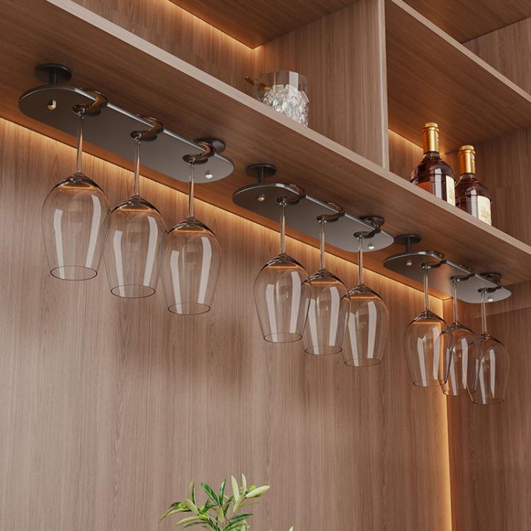 3pcs 3-cup Under Cabinet Wine Glass Holder Hanging Rack for Stemware & Champagne Glasses
