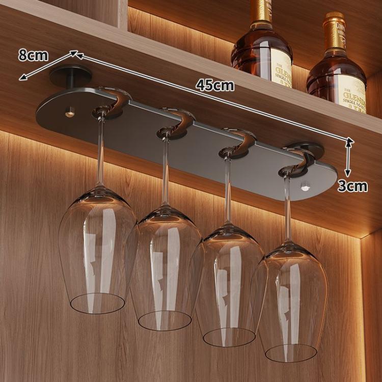 1pc 4-cup Under Cabinet Wine Glass Holder Hanging Rack for Stemware & Champagne Glasses