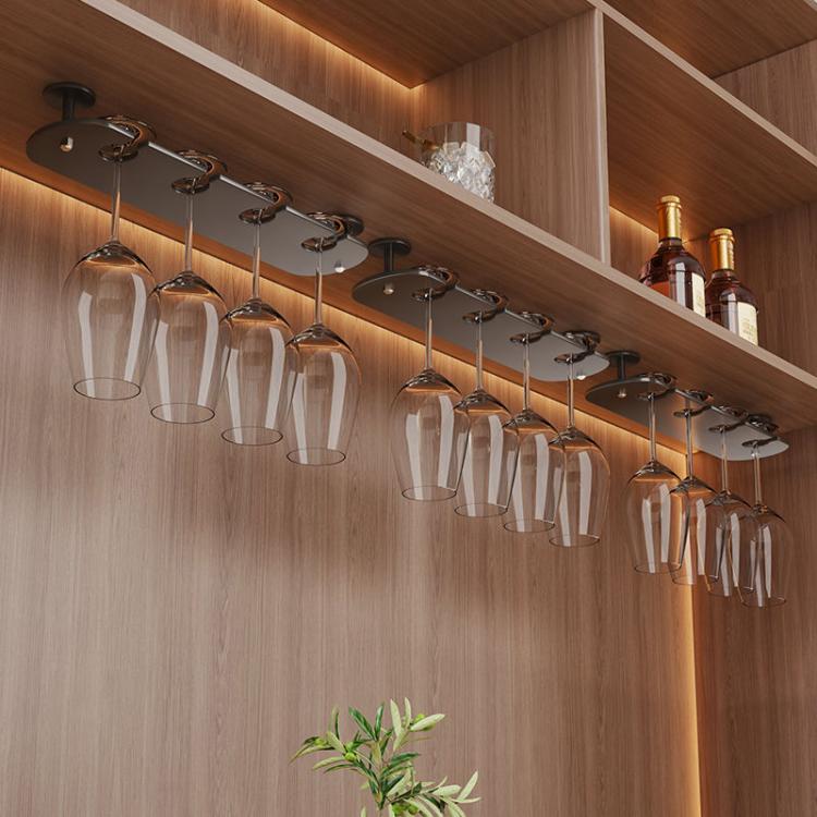 3pcs 4-cup Under Cabinet Wine Glass Holder Hanging Rack for Stemware & Champagne Glasses