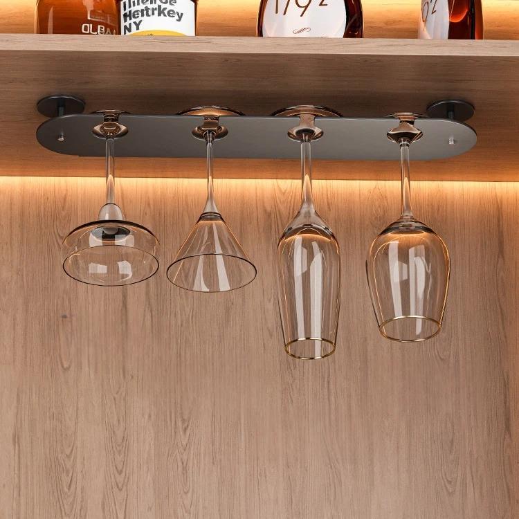 3pcs /Pack 2-cup Under Cabinet Wine Glass Holder Hanging Rack for Stemware & Champagne Glasses