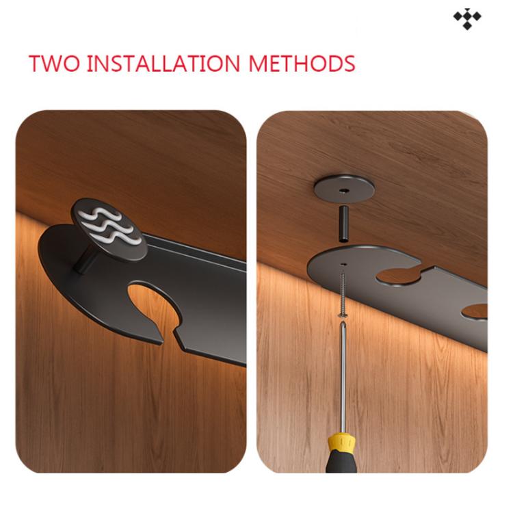 2pcs /Pack 2-cup Under Cabinet Wine Glass Holder Hanging Rack for Stemware & Champagne Glasses