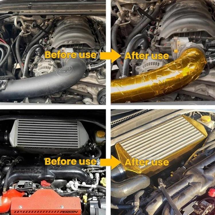 Auto Engine Intake Manifold Turbocharger Heat Insulation Aluminum Foil Tape, Spec: 10x1000cm Gold