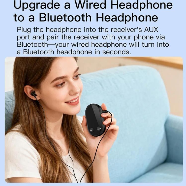 Stereo Bluetooth 5.3 Receiver Hands-Free Wireless Adapter 3.5mm Audio AUX Adapter - Black