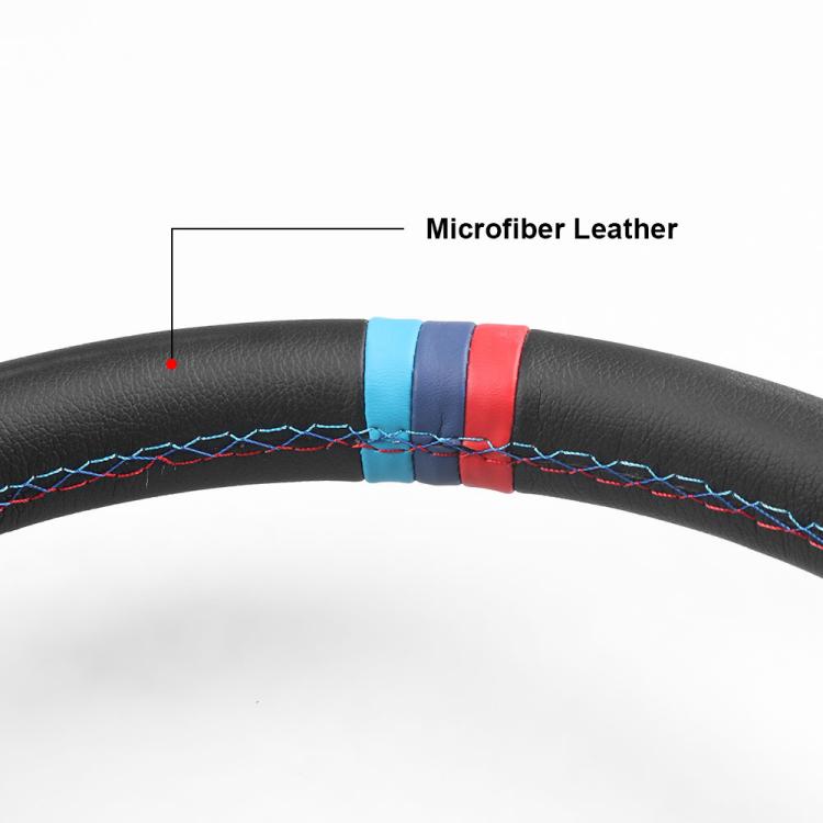14 inch 350mm Car Steering Wheel Super Microfiber Leather Tri-Color Patchwork Drift Gaming Wheel - Black
