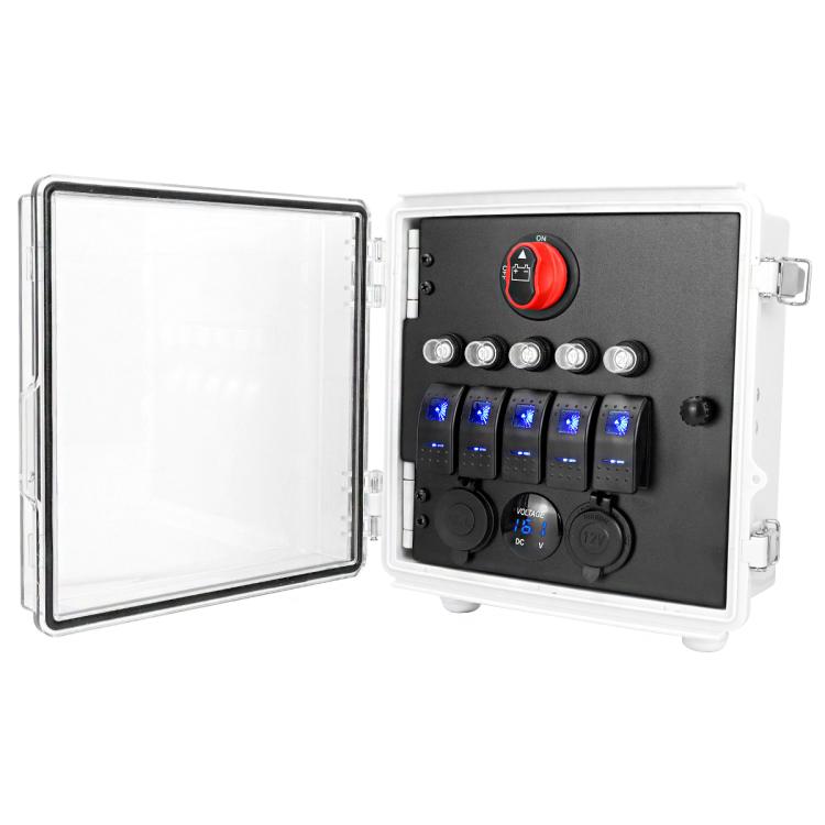 5+3 Position Rocker Switch Power Panel With Waterproof Electrical Box