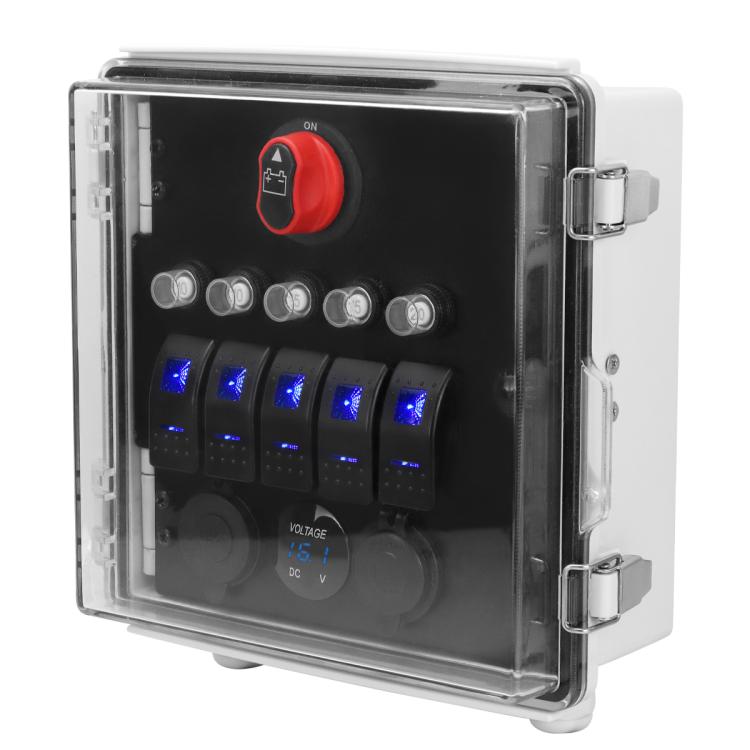 5+3 Position Rocker Switch Power Panel With Waterproof Electrical Box