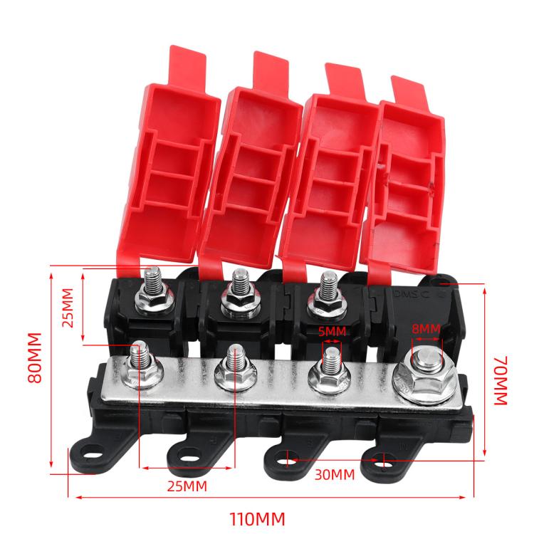 200A Automotive Modification Multi-Output Fork-Type Fuse Holder, Specification: 1 Input 5 Outputs