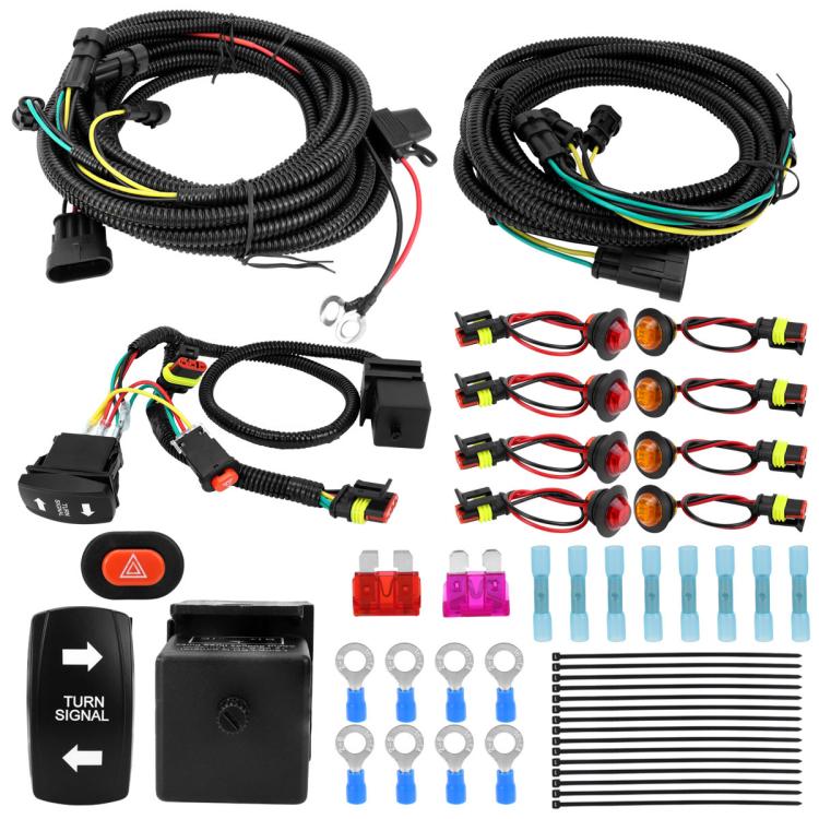 ATV Turn Signal Light Wiring Harness Kit Emergency Switch Flasher Accessories - CP-5532