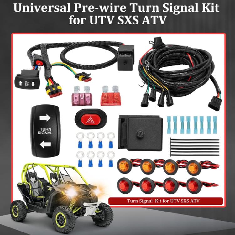 ATV Turn Signal Light Wiring Harness Kit Emergency Switch Flasher Accessories - CP-5532