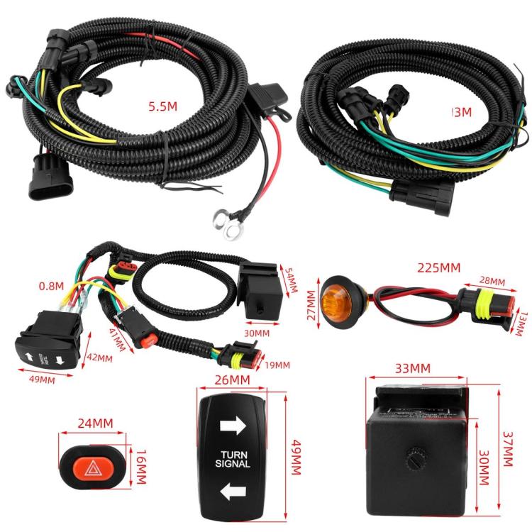 ATV Turn Signal Light Wiring Harness Kit Emergency Switch Flasher Accessories - CP-5532
