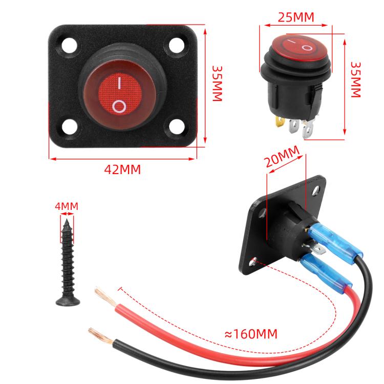 Round Waterproof Marine Panel Switch With LED Light, Specification: 1 Button Red