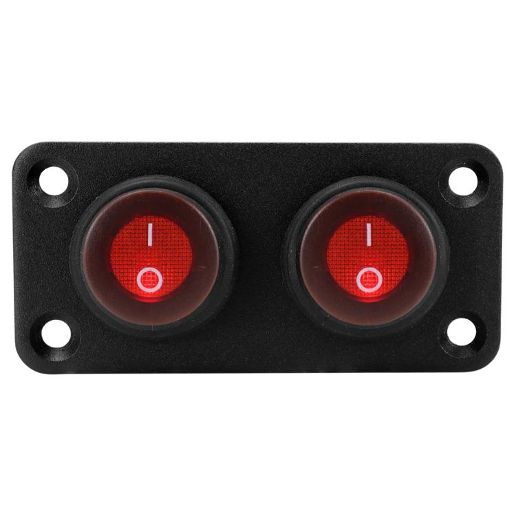 Round Waterproof Marine Panel Switch With LED Light, Specification: 2 Button Red