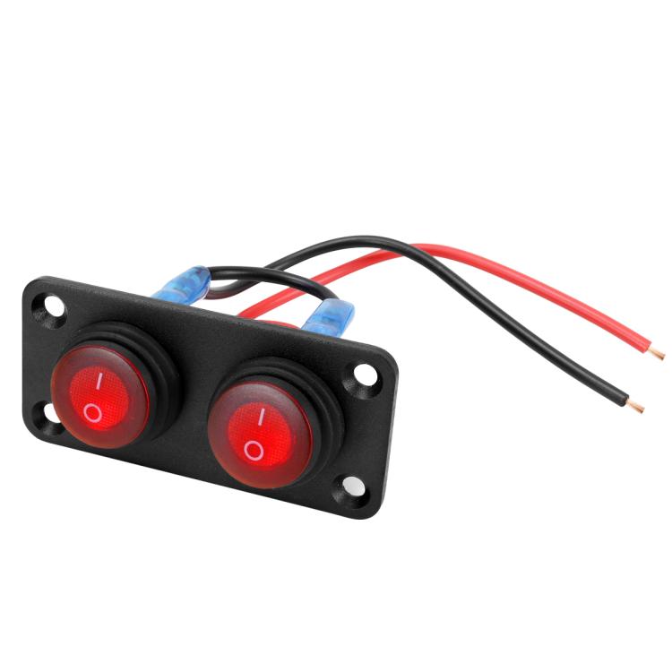 Round Waterproof Marine Panel Switch With LED Light, Specification: 2 Button Red