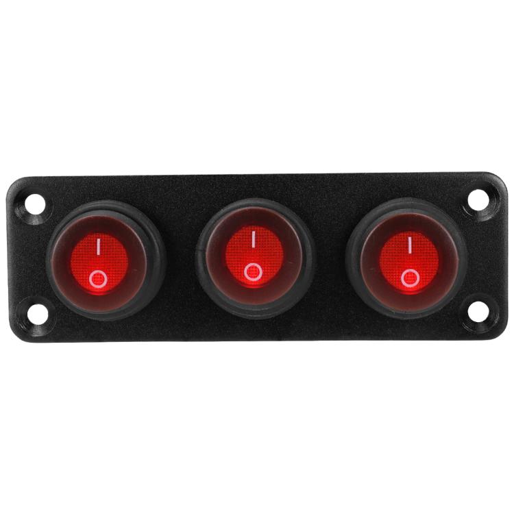 Round Waterproof Marine Panel Switch With LED Light, Specification: 3 Button Red