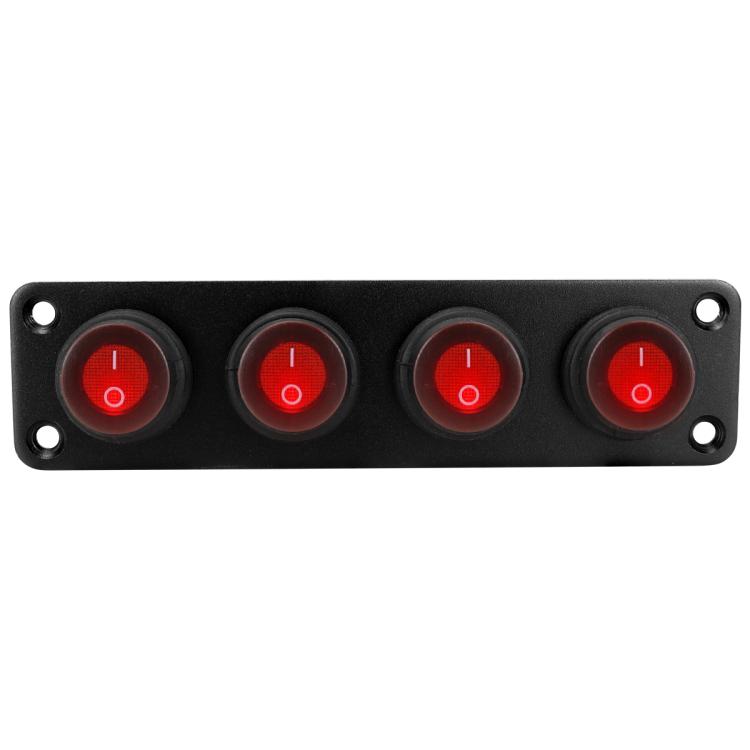 Round Waterproof Marine Panel Switch With LED Light, Specification: 4 Button Red