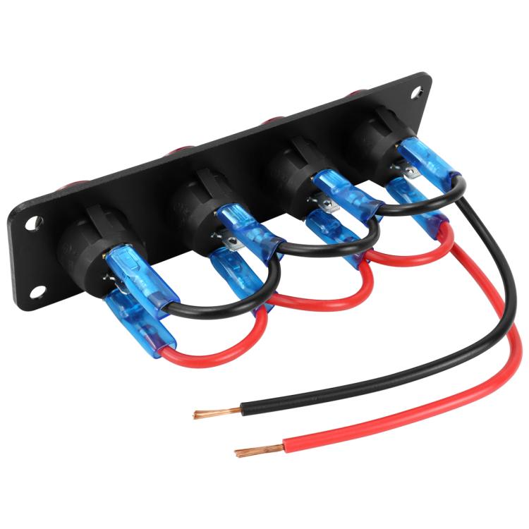 Round Waterproof Marine Panel Switch With LED Light, Specification: 4 Button Red