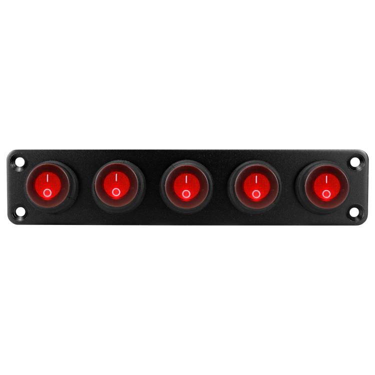 Round Waterproof Marine Panel Switch With LED Light, Specification: 5 Button Red