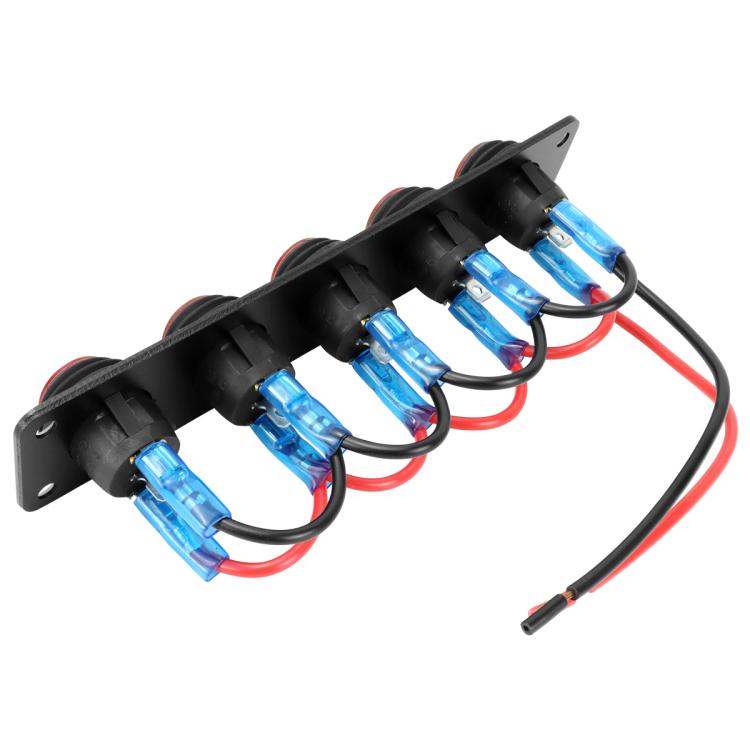 Round Waterproof Marine Panel Switch With LED Light, Specification: 5 Button Red