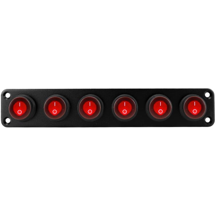 Round Waterproof Marine Panel Switch With LED Light, Specification: 6 Button Red