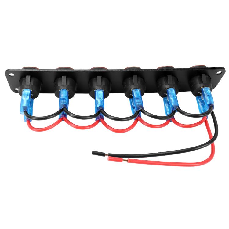Round Waterproof Marine Panel Switch With LED Light, Specification: 6 Button Red