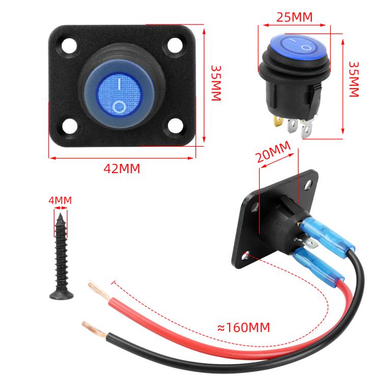 Round Waterproof Marine Panel Switch With LED Light, Specification: 1 Button Blue