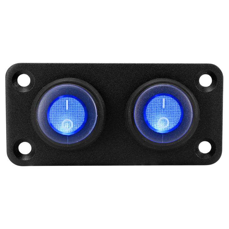 Round Waterproof Marine Panel Switch With LED Light, Specification: 2 Button Blue