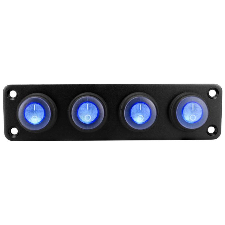 Round Waterproof Marine Panel Switch With LED Light, Specification: 4 Button Blue