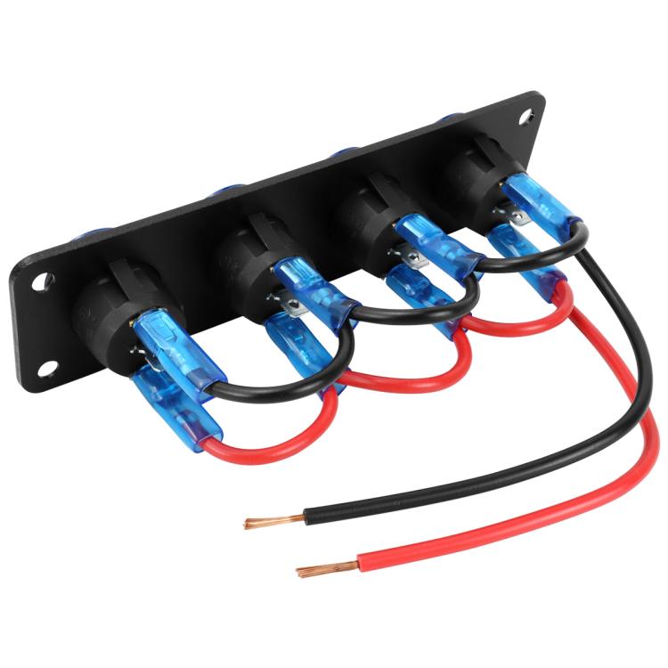 Round Waterproof Marine Panel Switch With LED Light, Specification: 4 Button Blue