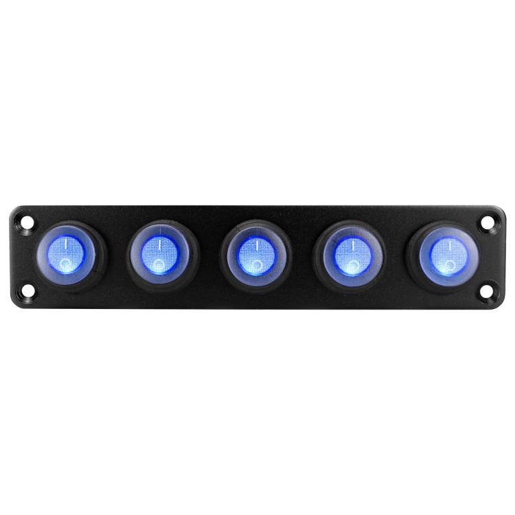 Round Waterproof Marine Panel Switch With LED Light, Specification: 5 Button Blue