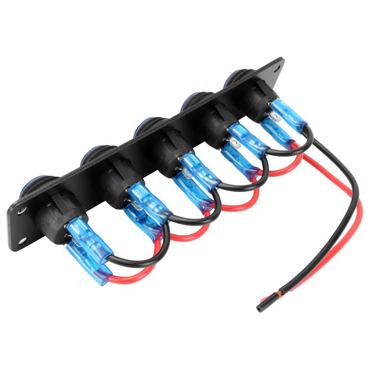 Round Waterproof Marine Panel Switch With LED Light, Specification: 5 Button Blue