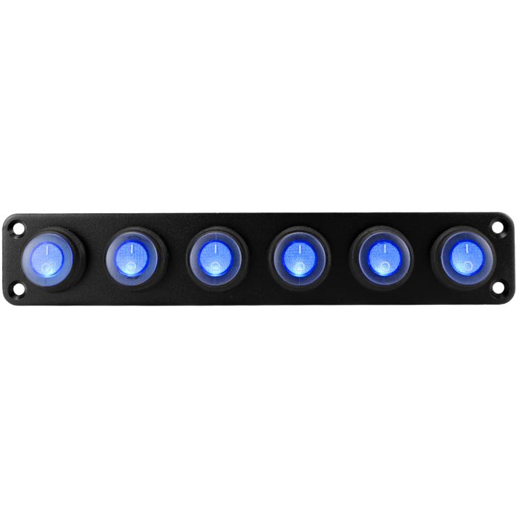 Round Waterproof Marine Panel Switch With LED Light, Specification: 6 Button Blue