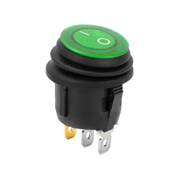 Round Waterproof Marine Panel Switch With LED Light, Specification: 1 Button Green