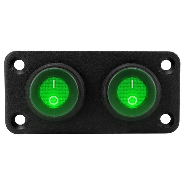 Round Waterproof Marine Panel Switch With LED Light, Specification: 2 Button Green