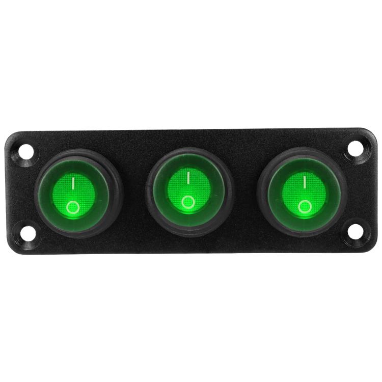 Round Waterproof Marine Panel Switch With LED Light, Specification: 3 Button Green