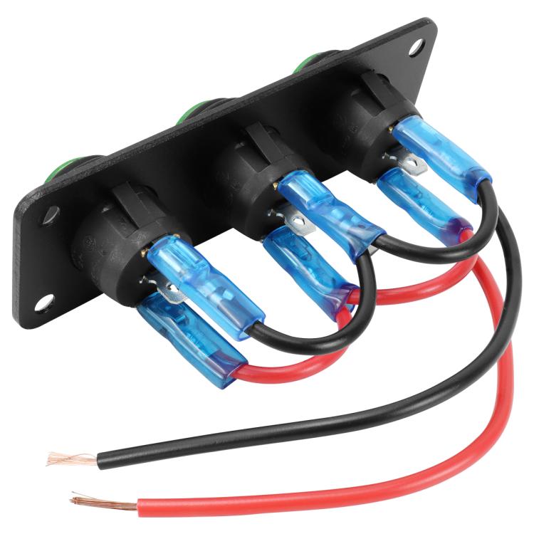 Round Waterproof Marine Panel Switch With LED Light, Specification: 3 Button Green