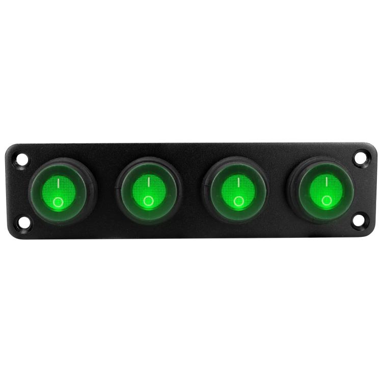 Round Waterproof Marine Panel Switch With LED Light, Specification: 4 Button Green