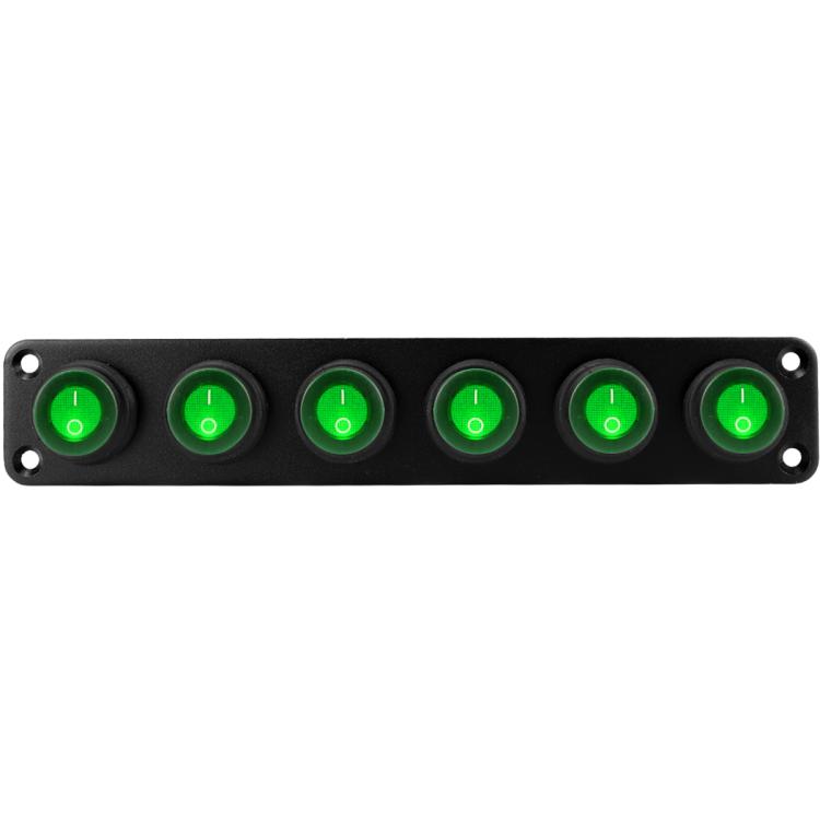 Round Waterproof Marine Panel Switch With LED Light, Specification: 6 Button Green