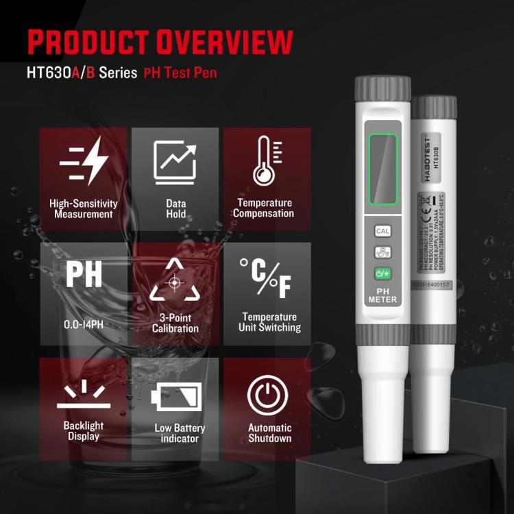HABOTEST HT630B High-Precision PH Tester Water Quality Analyzer