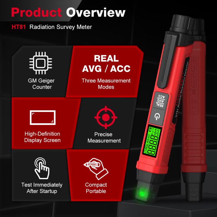 HABOTEST HT81 Nuclear Radiation Detection Pen Nuclear Contamination Meter Radioactive Material Detector