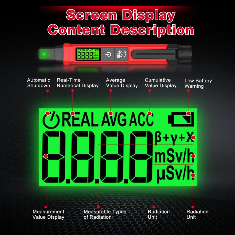 HABOTEST HT81 Nuclear Radiation Detection Pen Nuclear Contamination Meter Radioactive Material Detector