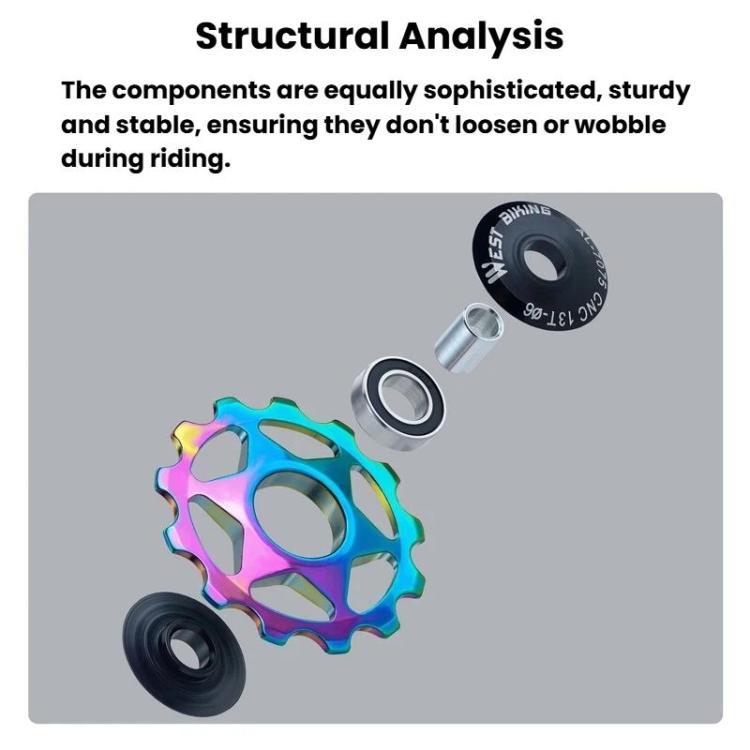 WEST BIKING YP0719490 Bike Jockey Wheel With Metal Bearings Road Bike Rear Derailleur Jockey Wheel, Spec: 13T Colorful