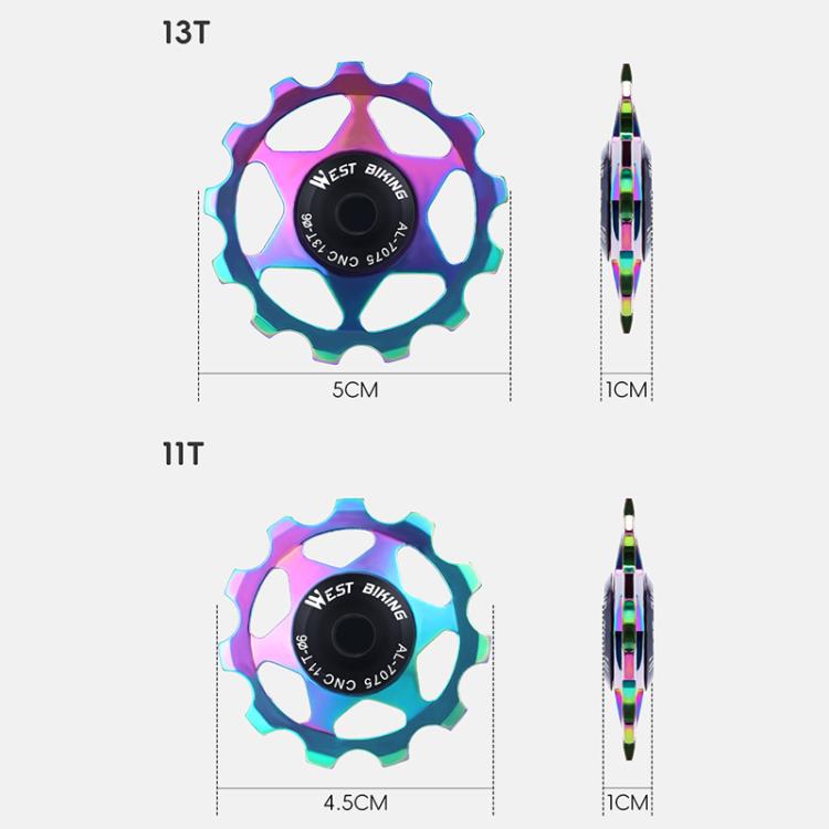 WEST BIKING YP0719490 Bike Jockey Wheel With Metal Bearings Road Bike Rear Derailleur Jockey Wheel, Spec: 13T Black